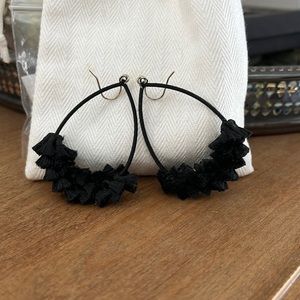 Loft Black Tear Drop Hoop Earrings